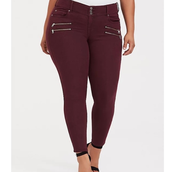 torrid Denim - Torrid Jegging Super Stretch Burgundy Red 14 Short